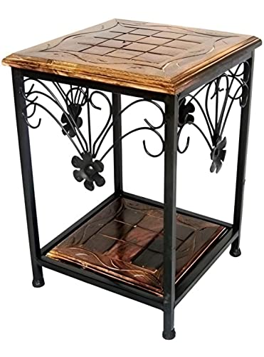 Image of Bros Moon Maulik Aditya's Elegant and Sturdy Favourite Table Antique Classy Wooden Stool for Living and Bed Room /Kid's Furniture /Out Door /Garden use /Gift /Festival (Wood Iron, 15 Inches)