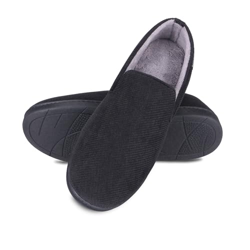 isotoner Men's Diamond Corduroy Slippers-Gel Memory Foam Moccasin, Washable, Moisture-Wicking Lining4