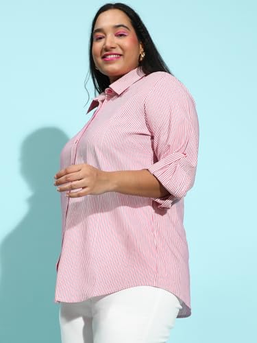Image of Women Cotton Comfort: Plus Size Yellow Striped Shirt Out Door Dailywear Foram XL /2XL /3XL /4XL /5XL /6XL /7XL /8XL.