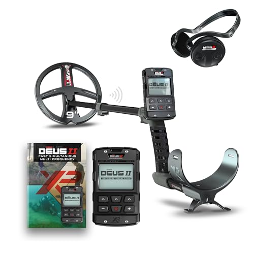 XP Metal Detectors DEUS II RC - 9 FMF Coil with WSAII wireless headphones bundle - waterproof and multifrequency metal detector with XP DEUS II Remote Control & S-Telescopic Stem