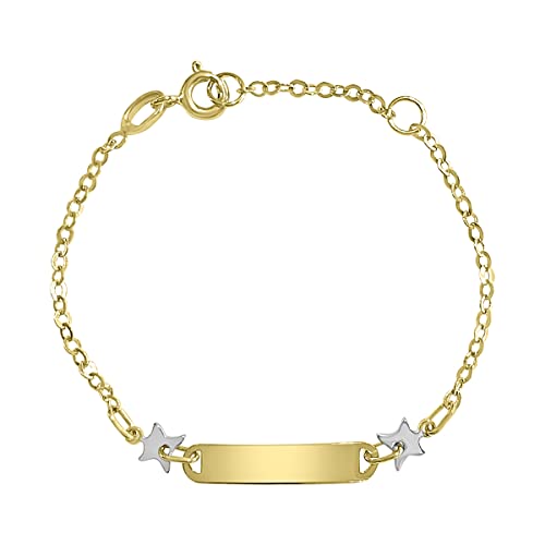 Esclava Bebés/Niñas Oro Amarillo 18 ktes Estrellas Oro Blanco Chapa Personalizable Gratis Reasa Tamaño 12/14 cm