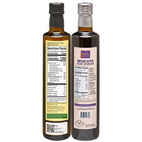Papa Vince Extra Virgin Olive Oil & Balsamic Set - Evoo First Cold Pressed Dec 2019/20, Vinegar Aged 8-Years In Wood Made By Our Family In Sicily, Italy, Keto, Paleo, Vegan - 16.91 Oz Each #TOP1
