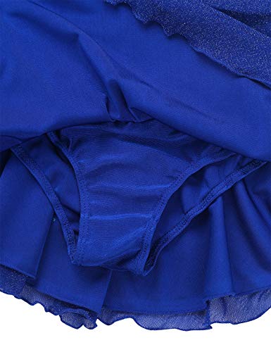 Nimiya Kids Girls Long Sleeveless Mock Neck Ice Figure Skating Dress Gymnastics Leotard Ballet Dance Tutu Dress Dancewear Blue 10 #TOP4