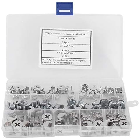 75Pcs Furniture Connecter Cam Lock Fittings,Carbon Steel Furniture Connecting Fastener Lock Nut for Cabinet Drawer Dresser and Wardrobe Furniture Panel Connecting Cover