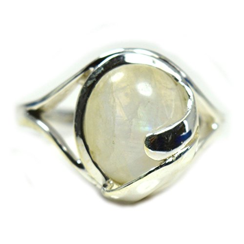 Bague ovale en argent 925 et pierre de lune naturelle de qualité supérieure