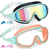 Keary 2 Pack Swim Goggles for Kids 6-14 8-14 Kids Swimming Goggles Age 3-15 4-7 4-16 8-12 For Boys Girls Youth Toddler Children Pool Water Goggle Anti Fog UV Protection Clear Wide View Waterproof