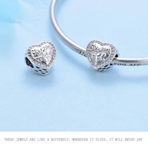 925 Sterling Silver Love Grandma Heart Charm Birthday Anniversary Charm for Pandora Bracelet4