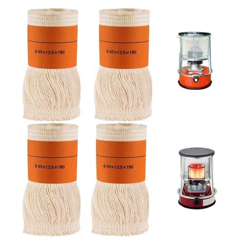 HJYDGJ Lot de 4 mèches de rechange pour poêle à pétrole d'intérieur - 95 x T2,5 x 180 mm - Mèches pour chauffage au kérosène, chauffage au pétrole,