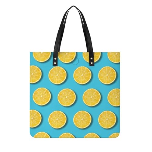Sac à main citron pour femmes, grand tote bag shopper de voyage 39x39cm