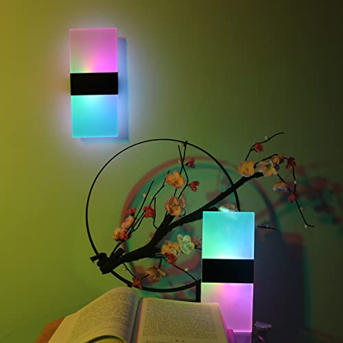 Ankboy Rgb Led Wall Light Usb Battery Powered, Acrylic Wall Lamp Dimmable Wall Sconce With Remote Control, Indoor Atmosphere Lighting Night Lights For Kids Room Bedroom Aisle Corridor, Black, 2 Pcs #TOP3