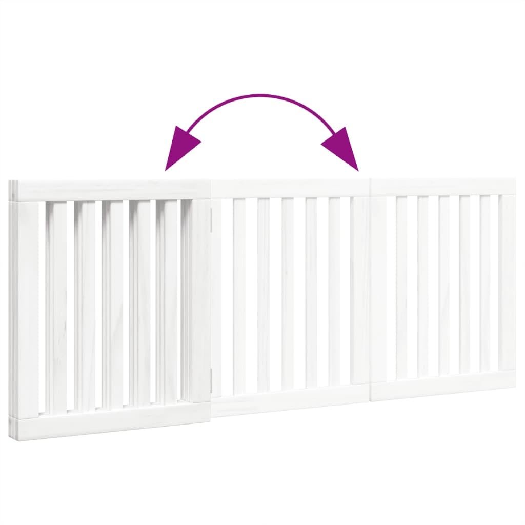 3-TLG. faltbares Hundetor aus Pappelholz, weiß, 150 cm, für Wohnzimmer, Küche und Treppe, ohne Bohren montierbar, platzsparend zusammenfaltbar
