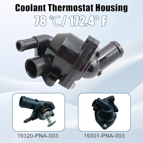 Image of SecosAutoparts Coolant Thermostat Housing, Fit for Honda Civic 2002-2005 2.0L, CR-V 2002-2006 2.4L, Fit for Acura RSX 2002-2006 2.0L l4, Replace# 19320-PNA-003, 19301-PNA-003
