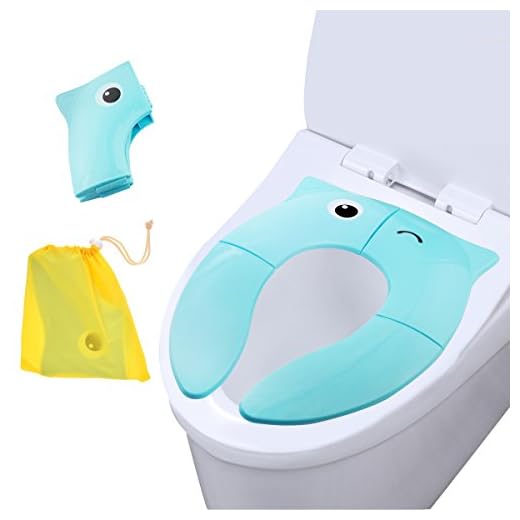 VICSOU Foldable Potty Training Seat, Baby Travel Toilet Seat Covers Liners with Carry Bag, Upgrade Non Slip Silicone Design for Babies, Toddlers and Kids On The Go (Blue)
