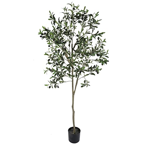 Binnny Flower Faux Olive Tree Tall Artificial Silk Tree Fake Olive Tree For Home Office Living Room Floor Decor Indoor 5.8Ft - 6 Feet #TOP30