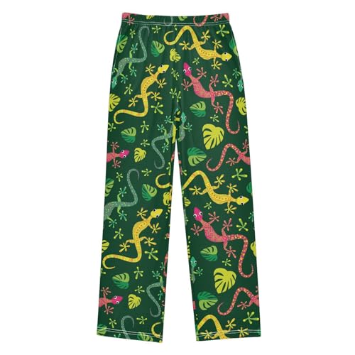 ZZXXB Lizard and Leaves Boys Long Pants Soft Trousers Elastic Waist Kids Lounge Bottoms with Pockets S-XL