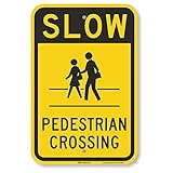 SmartSign 'Slow - Pedestrian Crossing' Sign | 12' x 18' 3M Engineer Grade Reflective Aluminum