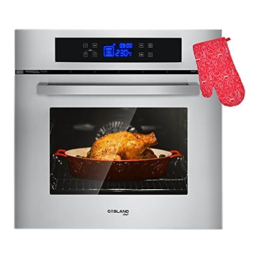 Electric Single Wall Oven, GASLAND Chef ES611TS 24" 11 Functions Built-in Ovens, 240V 3200W 2.3Cu.ft Convection Wall Oven with Rotisserie, Digital Display, Touch Control, Stainless Steel Finish
