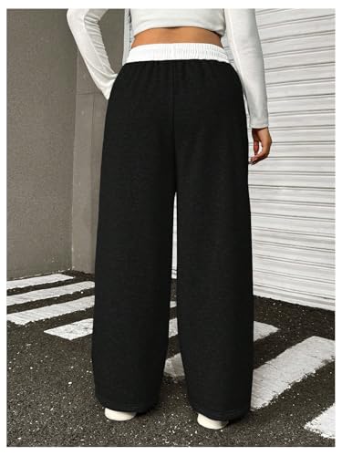SOLY HUX Women's Plus Size Sweatpants Elastic High Waisted Wide Leg Baggy Pants with Pockets2