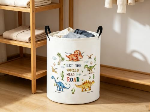Image of Baby Laundry Hamper kids laundry Basket Waterproof Laundry Bag for Bedroom Clothes Organizer Room Decor(Dinosaur)