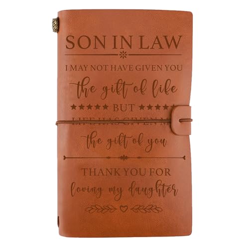 JOYKWE Engraved Leather Journal Gift for Son-in Law, Birthday Christmas