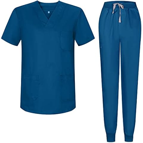 MISEMIYA Unisex Scrub Set with Top and Pants Cover