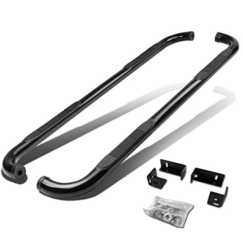 3 Inches Side Step Nerf Bar Running Board Compatible with Chevy Colorado GMC Canyon Isuzu I-Series Crew Cab 04-14, Stainless Steel, Black Powdercoated