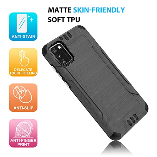 Tjs Compatible With Tcl A3X A600Dl 6.0" (X Version Only) Case, With Tempered Glass Screen Protector Magnetic Support Hybrid Shockproof Metallic Brush Finish Hard Inner Layer Phone Case (Gray) #TOP7