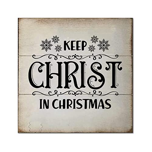 Plaque Keep Christ in Christmas bois rétro 30,5 cm