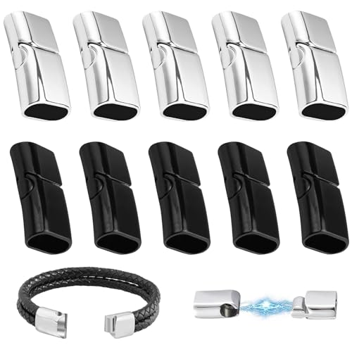 8 Stück Armband Verschluss 4 Silber und 4 Schwarz Verschluss für Armbänder Magnetverschluss Armbandmagnetverschluss Armband Legierungsmaterial zum Selbermachen zum Täglichen Tragen