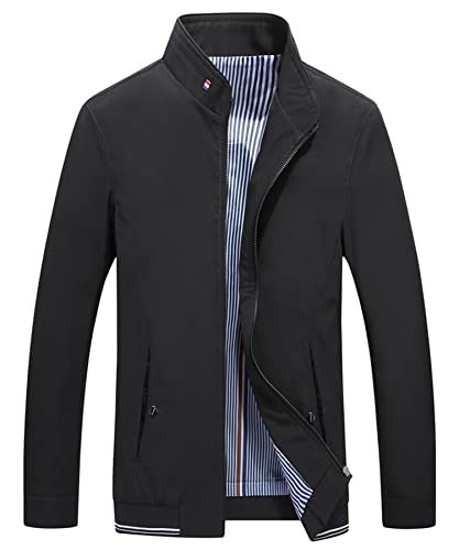 Lucrosun Men's Casual Lightweight Softshell Full Zip Stand Collar Work Jacket