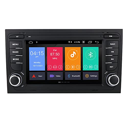 Reproductor de Audio para automóvil Android 10 para Audi A4 B6 y B7(8E/8H)/S4 B6 y B7(8E/8H)/RS4/RS4 B7(8E)/Seat Exeo, Soporte de Radio de Coche Doble DIN iOS y Android Mirror-Link Bluetooth WiFi Cover