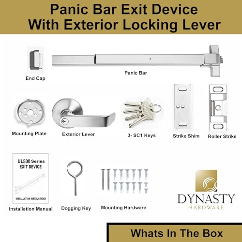 Dynasty Hardware DYN-500P-06 Push Bar Panic Exit Device For Emergency Exit Doors Painted Aluminum thumb #7