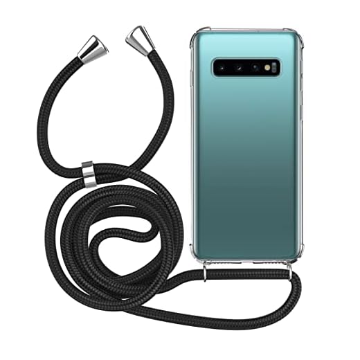 MyGadget Handykette für Samsung Galaxy S10 - [ TPU Hülle mit verstellbaren Band ] - Handyhülle mit Handyband zum Umhängen Kordel Schnur Case Schutzhülle - Schwarz