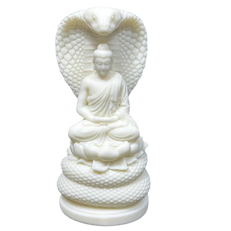 Statue de Bouddha blanc, sculpture d'art chinoise en résine pour décoration maison
