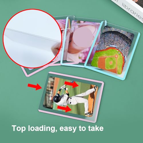 HLIWS Clear Toploaders-20 pcs 76 * 102mm Clear Hard Card Sleeves with Protective Film,for Game/Baseball/Basketball/Photo Card Collection(Cyan Frame) - Image 3