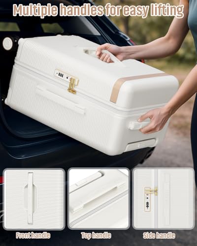 Joyway 22 Inch Carry on Luggage with Cup Holder, Hard Shell Trunk Luggage with Pressure-resistant Frame and Shock Absorbing Spinner Wheel, Lightweight Carry-on Suitcases with TSA Lock の商品画像 4