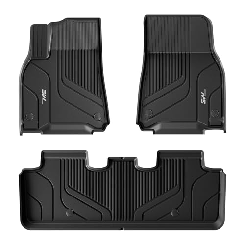 3W für Tesla Model Y 2020-2024 Fußmatten, TPE Allwetter Gummimatten für Tesla 2 Reihen Set Auto Fussmatten Zubehör, Schwarz Antirutschmatten, Schwarz Antirutschmatten Model Y 2020-2024 Floor