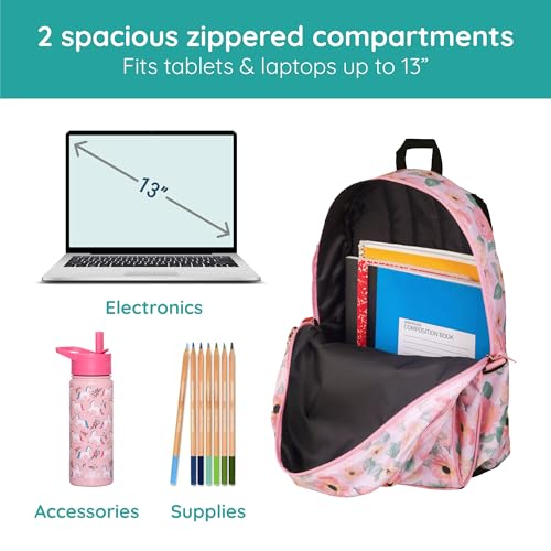 Image of Wildkin JumpOff Jo 15-inch Kids Backpack - Durable, Adjustable, Ideal for School - Floral Watercolor