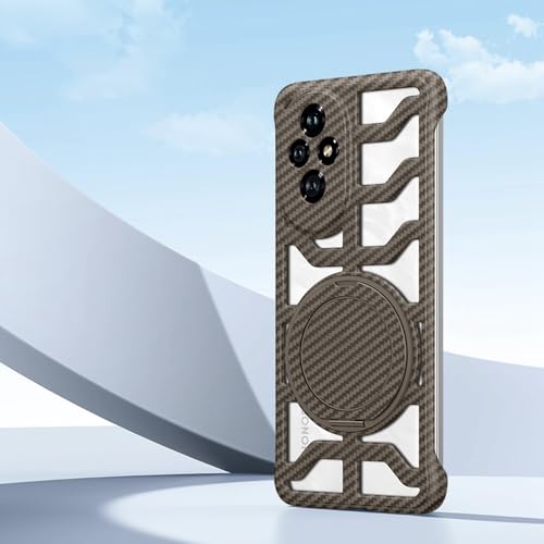 Image of for Honor 200 Pro 5G Case with Kickstand Heat Dissipation Hard PC Phone Back Cover Carbon Fiber Texture - Desert Gold