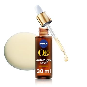 NIVEA Q10 Anti-Rughe Expert Siero Viso Doppia Azione 30 ml, Siero viso antirughe con Tecnologia Glycostop, Face serum rimpolpante arricchito con Coenzima Q10 anti-age