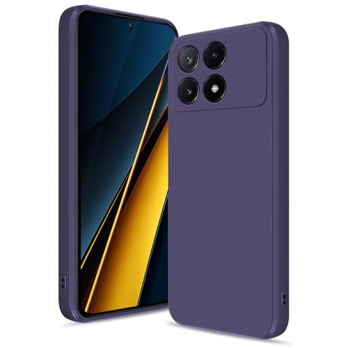 Btstring Hülle für Xiaomi Poco X6 Pro Hochwertiges Silikon Case Ganzkörper Handyhülle mit Seidig-Weicher Berühren Kratzfestes Weiches Mikrofaserfutter (Lila)