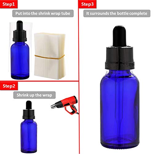 Image of 200Pcs Heat Shrink Wrap for Glass Bottles 10ml 15ml 30ml 50ml, Clear Shrink Wrap /Shrink Wrap Film (For 15ml Glass Bottle) (Pack of 2)