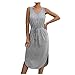 Produktbild IFOUNDYOU Damen Kleid V-Ausschnitt ärmellos Lässige Spaghetti Träger T Shirt Midi Kleid Vintage Schöne Trägerlos Elegant Sexy Tunika Kleid