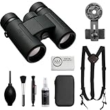 Nikon PROSTAFF P3 8x30 Binoculars Bundled with Harness Strap + Deluxe Cleaning Kit + Smartphone to Binocular Adapter + Microfiber Cleaning Cloth (5 Items)