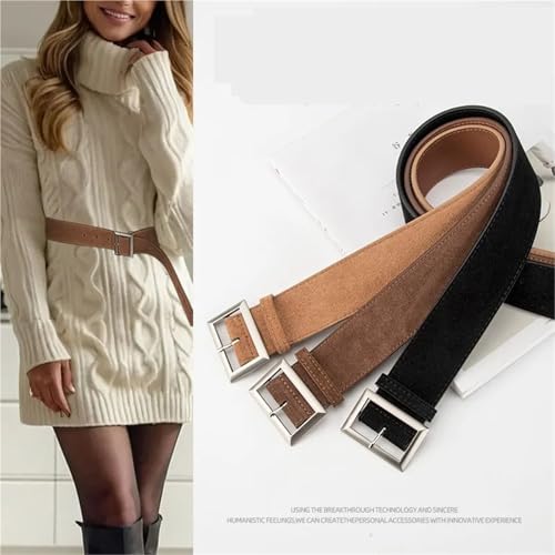 Decorative Belt Retro Brown Waist Belt For Women Casual Versatile Coat Dress Accessories Girdle Goth Pin Buckle Waistband for Country Concert Outfit(Black)2