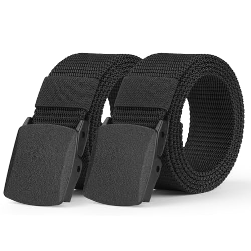 Aomig Cinturón de Nylon, 2pcs Cinturón Canvas sin Agujeros para