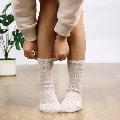 Image of SISOSOCK 5 Pairs Fuzzy Soft Cozy Comfy Socks Warm Birthday Gifts for Women