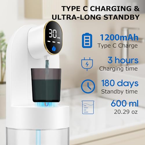 Image of Automatic Mouthwash Dispenser for Bathroom, 21.12oz(600 ml)Touchless Smart Mouth Wash Dispensers Bathroom Accessories Set with 2 Magnetic Cups, 4 Modes Wall Mounted Mouth Wash Dispenser for Home & Kid