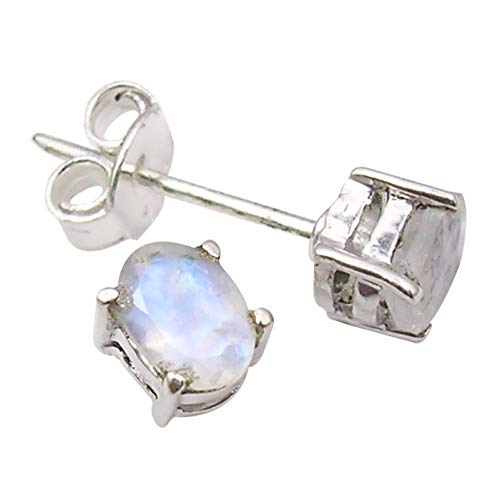 Sterling Silver Authentic Rainbow Moonstone tcw 2.0 Earrings 0.3