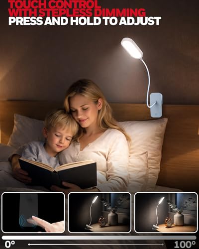Image of Honeywell Clip On Reading Light,Rechargeable LED 4000K CRI95 Gooseneck Lamp
